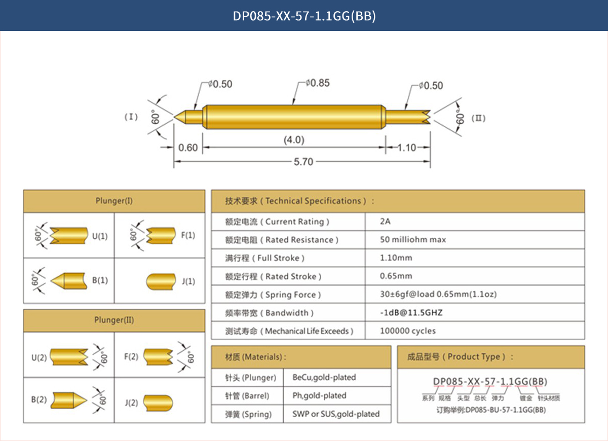 雙頭針BGA系列 DP085 參數(shù)