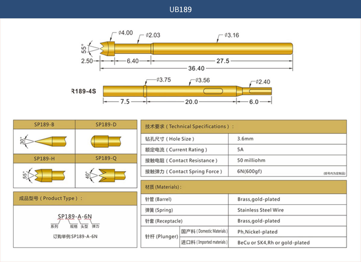 UB探針列 UB189